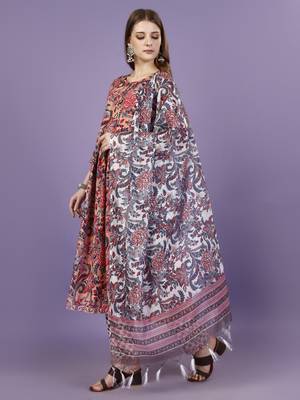 Trendy designer viscose rayon fabric printed kurta set with dupatta 3