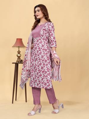 Trendy designer cambric cotton fabric printed kurta set with dupatta 2