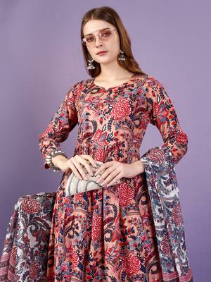Trendy designer viscose rayon fabric printed kurta set with dupatta 5