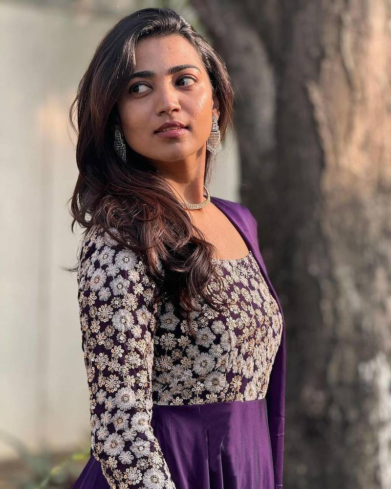 Women's Georgette Hand Thread work full flared anarkali gown with dupatta set