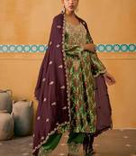 Blue Embroidered Velvet  Straight Suit Free size full stitched Up To 42" Size