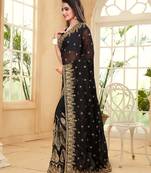 Black Multi Resham Embroidery Georgette Saree