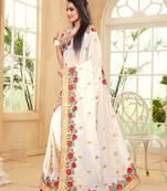 White Multi Resham Embroidery Georgette Saree