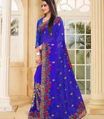 Blue Multi Resham Embroidery Georgette Saree