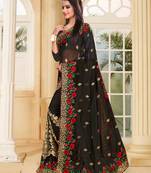 Black Multi Resham Embroidery Georgette Saree