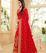 Red Multi Resham Zari Embroidery Georgette Saree