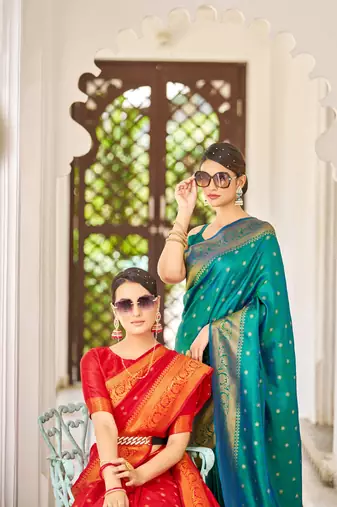Red & Green Color Banarasi Style Style Soft silk blend Handloom Combo Sarees For Women