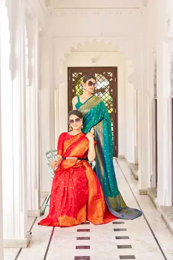 Red & Green Color Banarasi Style Style Soft silk blend Handloom Combo Sarees For Women