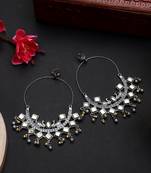 Oxidized silver metallic color kundan golden color gungroo light weight bali earrings