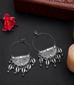 Oxidized metallic color kundan & shell light weight bali earrings