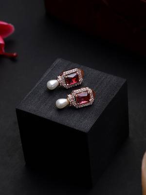 American diamond silver  plated white stone earrings 1