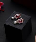 American diamond silver  plated white stone earrings