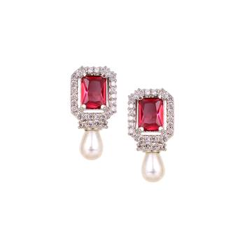 American diamond silver  plated white stone earrings 2