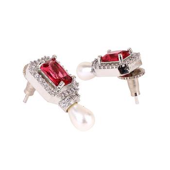 American diamond silver  plated white stone earrings 3