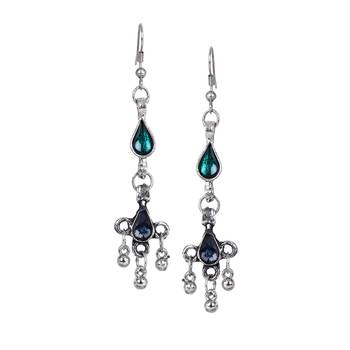 Oxiidzed silver color blue stone choker necklace set 4