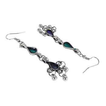 Oxiidzed silver color blue stone choker necklace set 5