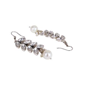 Oxidized silver color  white stone choker necklace set 5
