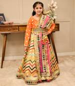 Orange elegance embroidered lehenga & silk choli set