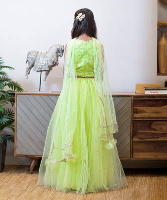 Green boti net lehenga set 2