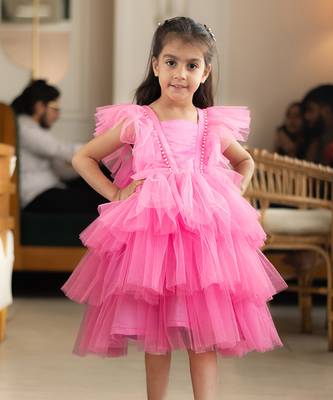 Pink net frock 1