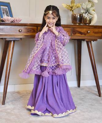 Purple embroidery kurti with lehenga 2