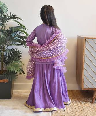 Purple embroidery kurti with lehenga 3