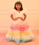 Orgaza crop top with multi colour skirt