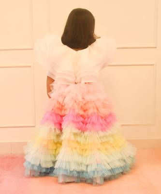 Orgaza crop top with multi colour skirt 2
