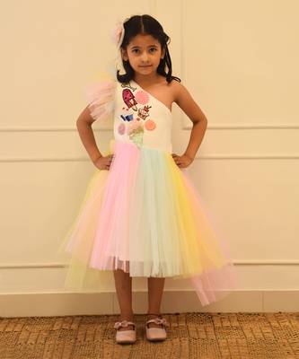Multi colour high low dress 1