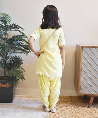 Yellow net sequence dhoti set 2