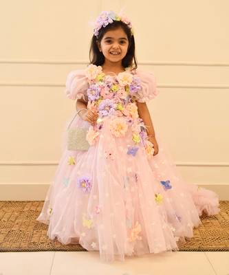 Baby pink flower gown 1
