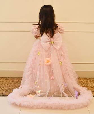 Baby pink flower gown 2
