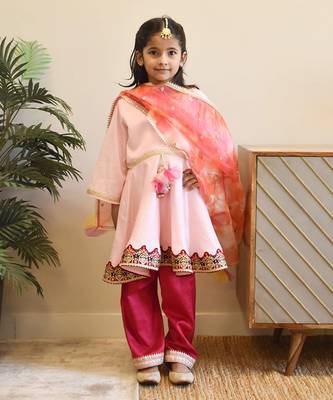 Baby pink kurti with pink salwar 1