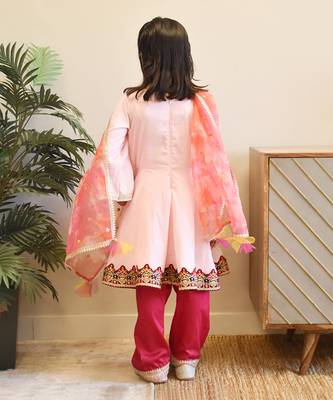 Baby pink kurti with pink salwar 2