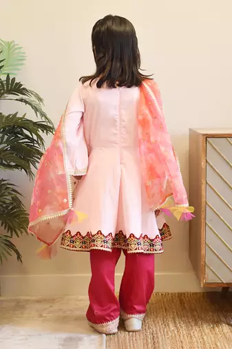 Baby pink kurti with pink salwar