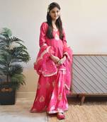 Hot pink kurti with lehenga