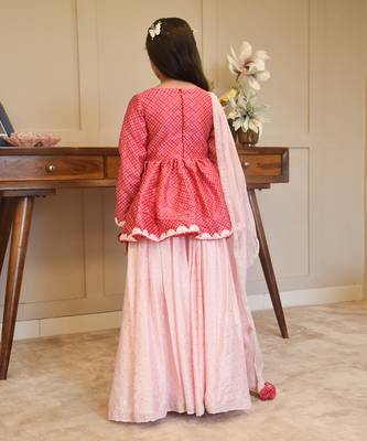 Pink peplum top with lehenga 2
