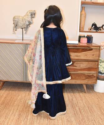 Blue kurti with plazo pant 2