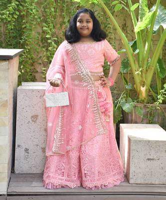 Pink thread lehenga set 1