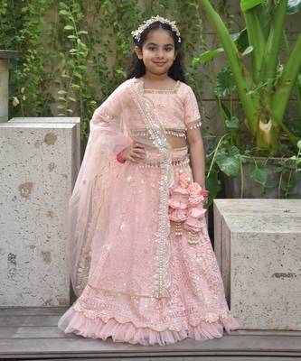 Peach thread lehenga set 1