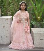 Peach thread lehenga set
