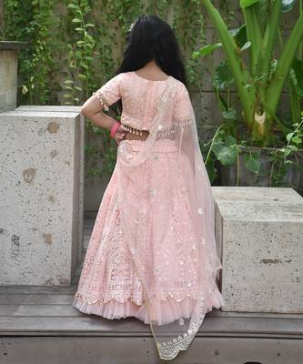 Peach thread lehenga set 2