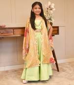 Yellow floral crop top set