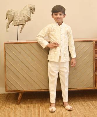 Ivory embroidered bandgala with pant 1