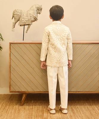 Ivory embroidered bandgala with pant 2