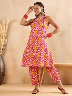 Winered woman pink geometric print sleeveless co-ord set 1