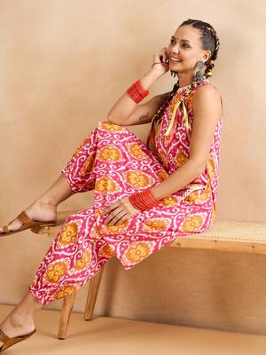 Winered woman pink geometric print sleeveless co-ord set 3