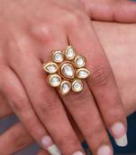 Maroon & green color meena work kundan ring for women