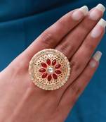 Maroon & firozi color copper finger ring