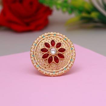 Maroon & firozi color copper finger ring 2